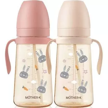 Mother K Basic PPSU Rabbit Прямая соломенная чашка, набор из 2 предметов, 300 мл, Blossom, Кремовый, 1 комплект