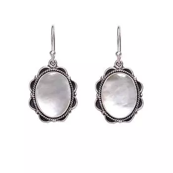 Mother Of Pearl - Australia 925 Sterling Silver Earring V319, White Earring, Oval Earring, Valentin s Day Gift, Gift For Her, Birthday Gift, Handmade