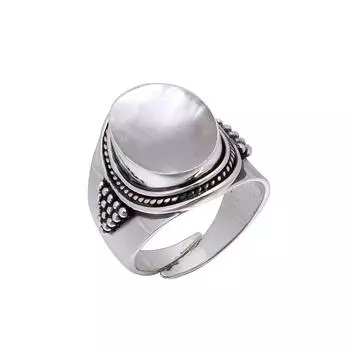 Mother Of Pearl - Australia 925 Sterling Silver Ring V5635, White Ring, Oval Ring, Valentin s Day Gift, Gift For Her, Birthday Gift, Handmade Jewelry,