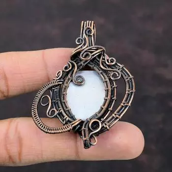 Mother Of Pearl Copper Pendant Wire Wrapped Pendant Handmade Pendant Gemstone Jewelry Copper Wire Wrap Jewelry Gift For Him Designer Pendant