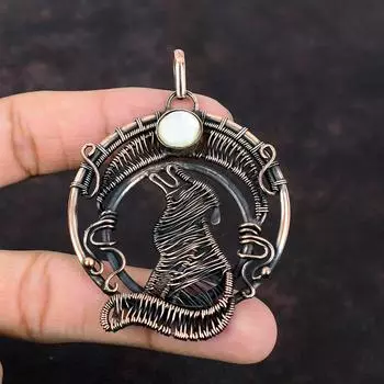 Mother Of Pearl Pendant Copper Wire Wrapped Jewelry Gemstone Pendant Copper Jewelry Handmade Pendant Dog Pendant For Gift Wire Wrap Jewelry