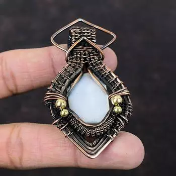 Mother Of Pearl Pendant Copper Wire Wrapped Pendant Handmade Pendant Copper Jewelry Designer Pendant Wire Wrap Jewelry Real Gemstone Pendant