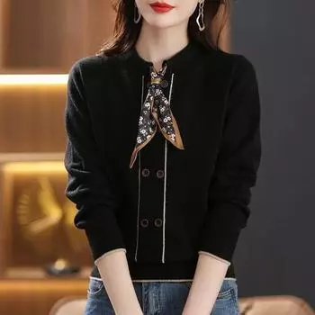Mother s Spring Clothes Western Style Knitwear Tops Middle-aged and Elderly Women s Spring and Autumn Knitted Bottoming Shirts Lace-up Sweaters XXXXL