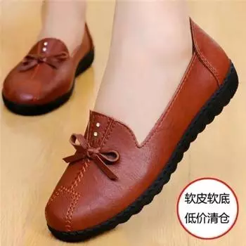 Mother shoes soft leather soft sole comfortable in the elderly women s shoes spring and autumn flat bottom wear-resistant waterproof single shoes 35