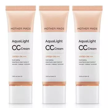 Mothermade Aqua Light CC Cream SPF50+ PA+++ Натуральный бежевый тонирующий крем-основа под макияж Солнцезащитный крем, натуральный бежевый, 3 шт., 40 мл