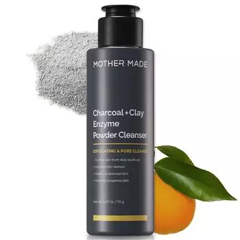 Mothermade Charcoal Clay Enzyme Powder Wash Enzyme Cleanser 70 г Гипоаллергенная пенка для отшелушивания пор лица, 1 шт.