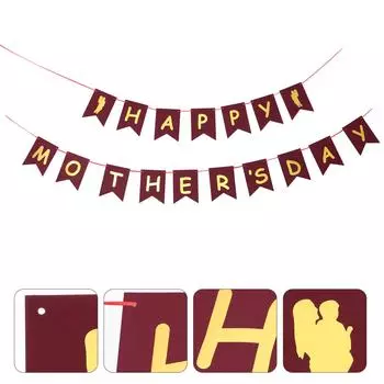Mothers Day Party Supplies Mother s Pull Flag Decor Decoration Banners Paper Celebration 16X12CM красный