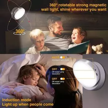 Motion LED Night Light USB зарядка шкаф ночник тумбочка для спальни дома шкаф датчик света