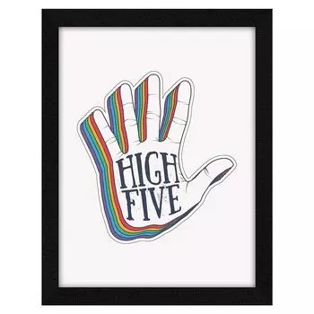 Мотивационная цитата High Five настенная художественная картина в рамке, многоцветная, мотивирующая, 10 X 13 дюймов, набор из 1 шт. 10 x 13 in разноцветный