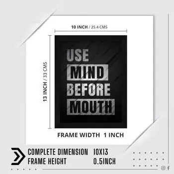 Мотивационная цитата Используйте Mind Before Mouth настенная художественная рамка Картина, многоцветная, мотивирующая, 10 X 13 дюймов, набор из 1 10 X 13 IN разноцветный