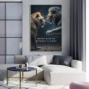 Мотивационные постеры с цитатами и принтами, абстрактные дикие животные, Лев, Тигр, холст, живопись, настенные художественные картины для офиса, домашний декор, без рамки 21*30cm