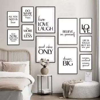 Мотивирующие текстовые цитаты для настенного искусства, картины на холсте, постеры и принты, скандинавские настенные картины для гостиной, украшения дома 21x30cm No Framed