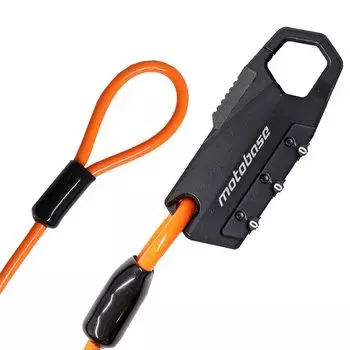 MOTO BASE Moto Lock Series Compact Wire Lock x Matte Anti-Theft Device, (Helmet Lock) (4.5 350mm, Black/Orange) MBLC-HL-01-BKPSOR35