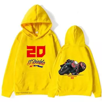Moto GP 20 Fabio Quartararo с принтом, женская хлопковая толстовка с капюшоном, повседневный пуловер большого размера, популярный свитшот, модная одежда унисекс S