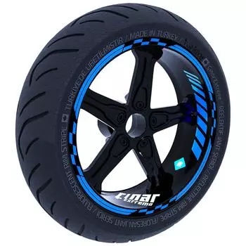 Moto GP Design Azur Blue Inner Outer Rim Set Rim Tape Wheel Stripes Decals Sticker CinarExtreme