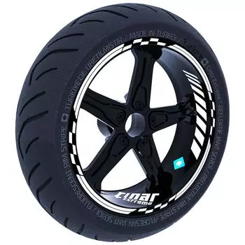 Moto GP Design Milk White Inner Outer Rim Set Rim Tape Wheel Stripes Decals Sticker CinarExtreme