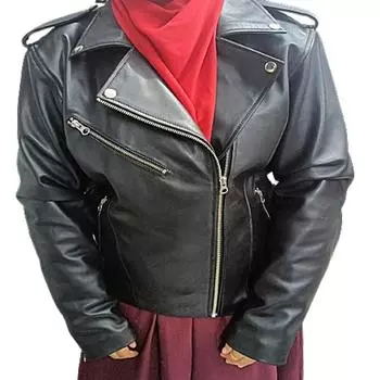Мотобайкерская куртка для женщин и девочек, 100% натуральная мягкая кожа ягненка, облегающая куртка с длинными рукавами, СТИЛЬНАЯ и красивая куртка, для женщин XS чёрный
