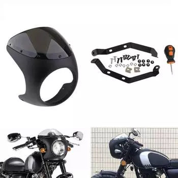 Мотоцикл 7 дюймов Cafe Racer передняя фара обтекатель экран ветрового стекла комплекты лобового стекла обтекатель экран фары мотоцикла