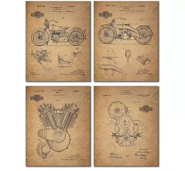 Мотоцикл Дизайн Эскиз Плакат Ретро Английский Патент Рисунок Крыльцо Кабинет Спальня Холст Картина Мужская Комната Декор Гостиная 21*30cm