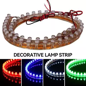 Мотоцикл F5 Круглые светодиодные бусины для лампочек Гибкая лента Веревка Лента Лучевая лента Лампа для салона автомобиля Атмосфера Освещение 12 В #469827 24cm красный