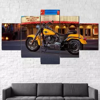 Мотоцикл Fat Boy Bike 5 шт., подарок, настенное искусство, холст, декоративные печатные постеры, картины для гостиной, домашний декор, фотографии 20x35 20x45 20x55cm