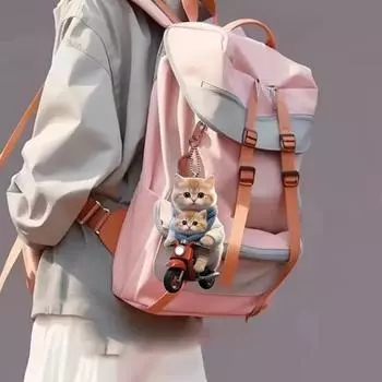 Мотоцикл Кот Акриловые подвесные украшения для дома, комнатная рождественская елка, зеркало заднего вида автомобиля, 2D, плоский ездовой котенок, подвесное украшение, мультяшное животное, подвеска Cat