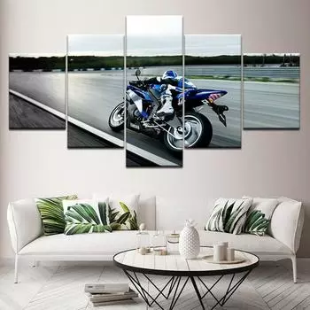 Мотоцикл Мотокросс автомобиль современный 5 шт. модульная настенная живопись холст постеры живопись для гостиной спальни домашний декор фотографии 20x35 20x45 20x55cm
