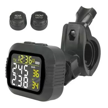 Мотоцикл TPMS ЖК-дисплей с цветным дисплеем, сигнализация температуры с 2 внешними датчиками, система мониторинга давления в шинах в реальном времени