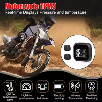 Мотоцикл в реальном времени TPMS цифровой ЖК-дисплей M3 Moto беспроводные водонепроницаемые внешние датчики система контроля давления в шинах сигнализация температуры чёрный