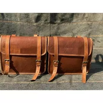 Мотоциклетная 2 боковая сумка Коричневые кожаные боковые сумки Седельные сумки Корзины Седло