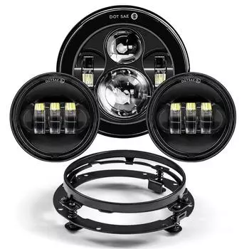 Мотоциклетная 7-дюймовая светодиодная фара Moto с 4-1/2-дюймовой 4,5-дюймовой светодиодной вспомогательной противотуманной фарой ближнего света для Harley Touring Electra Glide