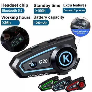 Мотоциклетная беспроводная Bluetooth 5.3+EDR водонепроницаемая гарнитура для шлема гарнитура Hands-free наушники с защитой от помех