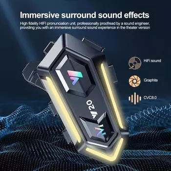 Мотоциклетная беспроводная гарнитура для шлема Bluetooth 5.3 с цветной подсветкой RGB, водонепроницаемые наушники для громкой связи для мотоциклиста