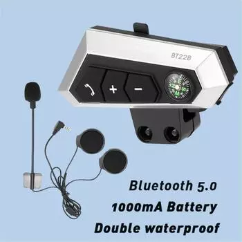 Мотоциклетная Bluetooth 5.0 Беспроводная Гарнитура для Шлема для Звонков в Режиме Свободные Руки Водонепроницаемая 5В