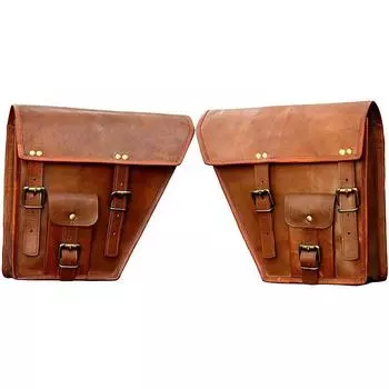 Мотоциклетная боковая светло-коричневая кожаная боковая сумка с 2 сумками Седельные сумки Корзины Седло 13 X 7 X 5 IN коричневый