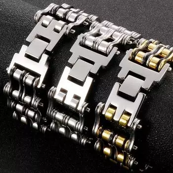 Мотоциклетная цепочка из нержавеющей стали, мужской браслет, ширина 24 мм, ручная цепочка, аксессуары, браслет, мужские браслеты, рок-н-ролл, рэп, ювелирные изделия 22CM серебряный