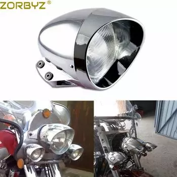 Мотоциклетная фара ZORBYZ 6,5 дюйма, хромированная пуля, подходит для Harley Cruise Honda Steed Shadow