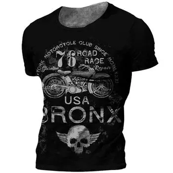 Мотоциклетная футболка, мужская винтажная футболка с 3D принтом и коротким рукавом для водителя, мужские уличные байкерские рубашки, топы, футболка большого размера S