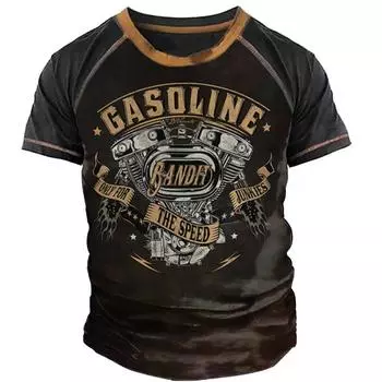 Мотоциклетная футболка, мужская винтажная футболка с 3D принтом и коротким рукавом для мужчин, байкерские рубашки, топы, футболка большого размера, мужская одежда 2XL