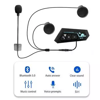 Мотоциклетная гарнитура Bluetooth 5.0 для шлема, беспроводной комплект громкой связи, стереонаушники с защитой от помех, беспроводной музыкальный плеер