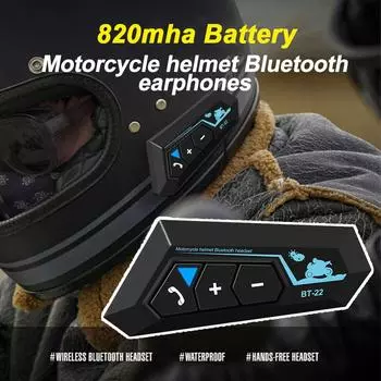 Мотоциклетная гарнитура для шлема Bluetooth 5.0 беспроводные мото наушники водонепроницаемые громкая связь 820 мАч супер длительные наушники в режиме ожидания