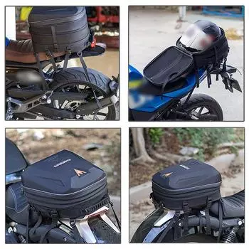 Мотоциклетная хвостовая сумка, большая вместительная водонепроницаемая регулируемая сумка для шлема 20–28 л, мотоциклетный рюкзак чёрный