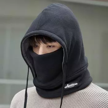 Мотоциклетная кепка для лыж зимняя ветрозащитная кепка для спорта на открытом воздухе комбинезон с капюшоном для защиты от холода плюшевая теплая шапка чёрный