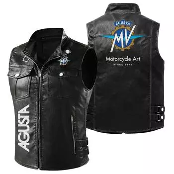 Мотоциклетная кожаная куртка No+high-end, жилет-комбинезон из искусственной кожи Motorcycle Knight Cadidu L коричневый