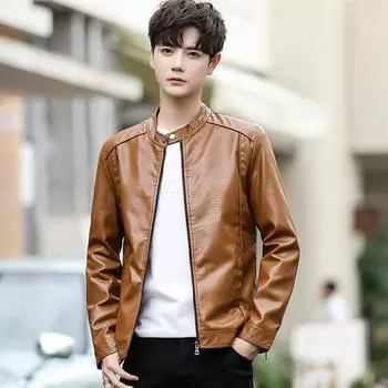 Мотоциклетная куртка, кожаная куртка, мужская куртка, новый тренд осени и зимы, простая езда на мотоцикле, плюшевая и теплая кожаная куртка M