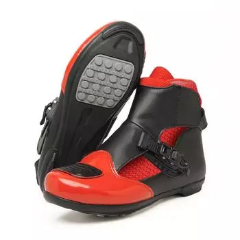 Мотоциклетная обувь Zhongbang Мотоциклетная обувь с пряжкой Пара Стильная велосипедная обувь Профессиональная мотоциклетная обувь Глянцевая мотоциклетная обувь 36 черный белый