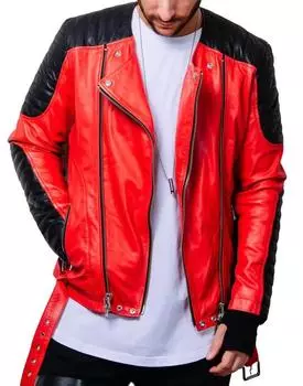 Мотоциклетная повседневная байкерская мужская красная куртка ручной работы из натуральной овечьей кожи ручной работы от AL KHALID XS красный