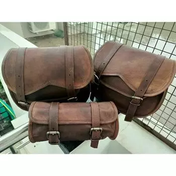 Мотоциклетная седельная сумка COMBO 3 из натуральной коричневой кожи, кофры, сумка для инструментов, боковая сумка коричневый