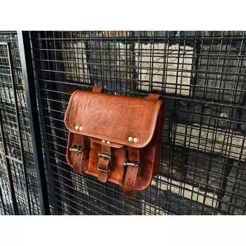 Мотоциклетная седельная сумка из натуральной кожи, сумка через плечо, сумка-мессенджер, велосипедная сумка 9 x 11 x 3.5 in коричневый