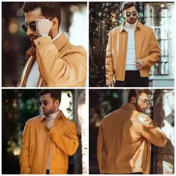 Мотоциклетная стильная желтая мужская байкерская куртка ручной работы из овечьей кожи ручной работы XS жёлтый